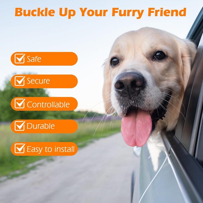 Автомобільний поводок-пояс для собак PetBonus: безпечний та надійний, для малих, середніх та великих собак (чорний)