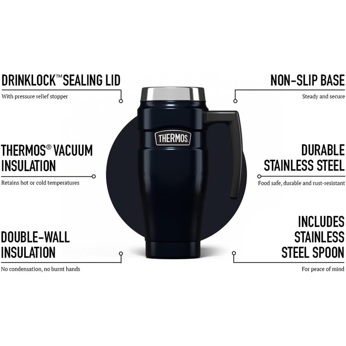 Термос Thermos King Reisebecher 101829, Місячна Синя, 470 мл, великий