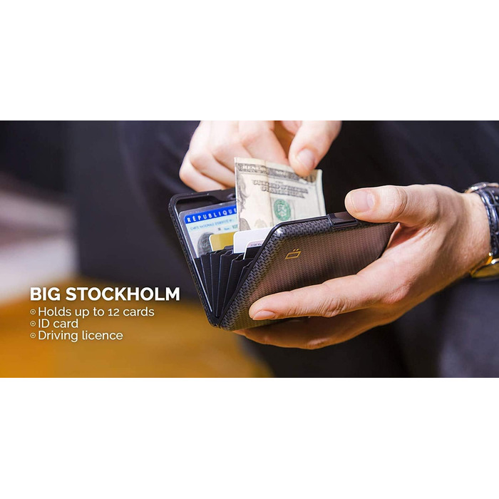 Гаманець ÖGON DESIGNS Smart Case Big Stockholm з алюмінію, велика місткість, RFID захист, Navy Blue