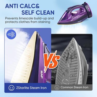 Відпарювач ZStarlite Powersteam Ultra: бездротовий, 2400W, керамічна підошва, антикальк, стоп-краплі, вертикальне прасування, самоочищення, 320 мл, фіолетовий