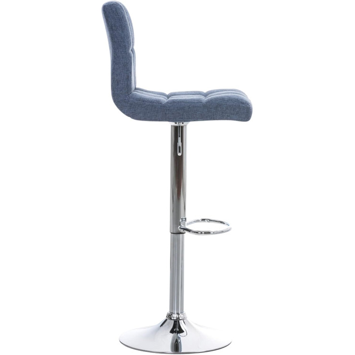 Peru 2-Piece Bar Stool Set with Fabric Upholstery - Swivel, Adjustable Height, Chrome Finish | Blue