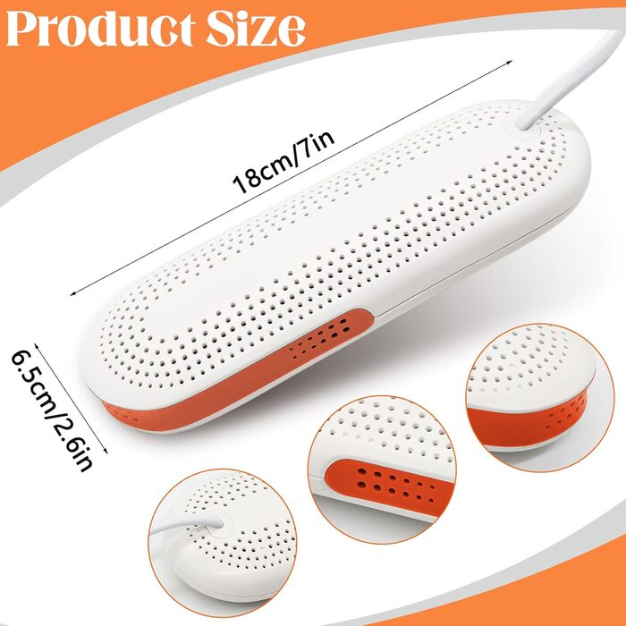 Електричний сушильник для взуття Herbst: 3 режими, таймер, антибактеріальний, для дитячого та гірськолижного взуття, помаранчевий