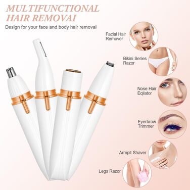 Електричний жіночий тример 4-в-1 для тіла, інтимної зони та обличчя, перезаряджається