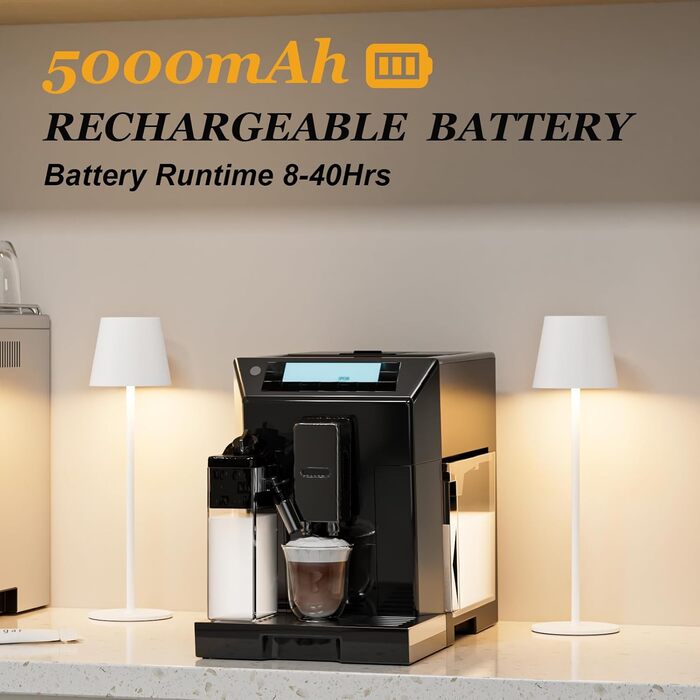 Настільна LED лампа акумуляторна бездротова 2 в 1, димується, з USB-C зарядкою, 3 режими світла, біла - набір 2 шт.