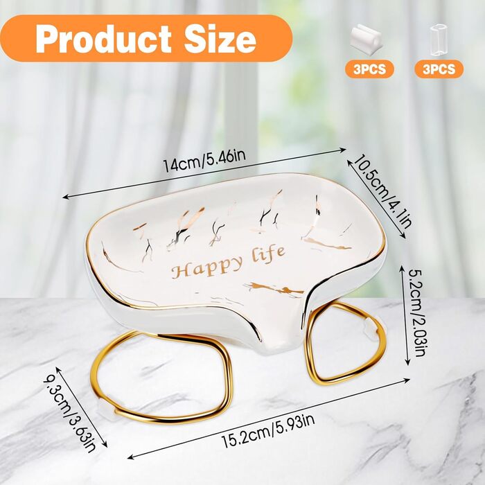 Керамічна мильниця CAUTIOUS з піддоном, біла, вінтажний дизайн