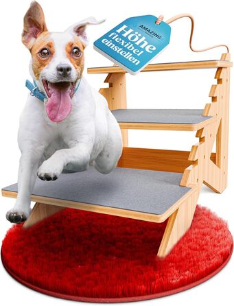 AMAZING Dog Stairs for Small, Medium, and Large Dogs, Cats. 3 Steps | Pet Stairs, Young and Old Cats | 40 cm High for Sofa, Bed | Gentle on Joints Alternative to Dog Ramps (Flexible)