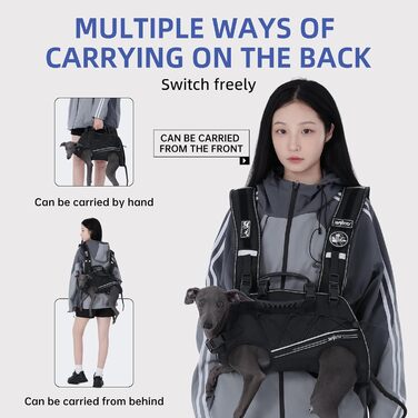 Шлейка-переноска для великих собак Wakytu: переноска-рюкзак для собак з проблемами суглобів, травмами, літніх собак (30-40 кг, XL, чорний)