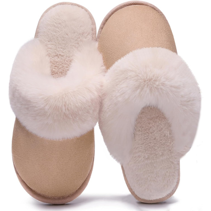 Тапочки домашні жіночі та чоловічі зимові з пам'яттю, м'які, теплі, неслизькі, зручні, плюшеві, для дому та вулиці, 38.5/40 EU, світло-коричневі