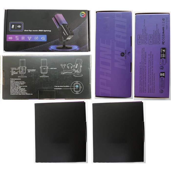 Мікрофон USB для ігор та стрімінгу з RGB підсвічуванням та шумозаглушенням. Підходить для ПК, PS4, PS5, Mac, запису подкастів та ASMR.