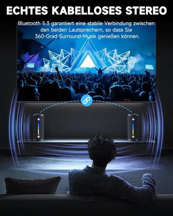 Bluetooth Портативна Колонка OHAYO з LED підсвіткою, 25W, IPX7, 24h, Bass Boost, 6 RGB режимів, для активного відпочинку, чорна