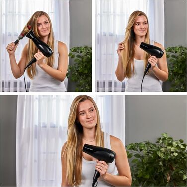 Фен Remington D3198 з іонізацією, чорний (2200W) з насадкою-дифузором та насадкою для укладки, 3 режими нагріву, 2 режими обдування + режим охолодження