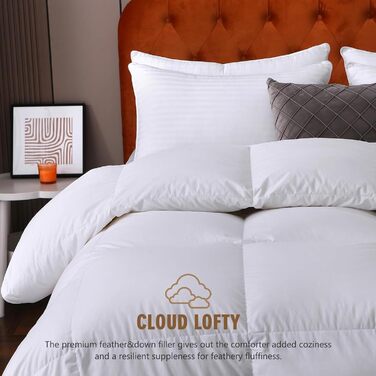 DWR Year-Round Down Comforter 220x240cm Bed Comforter made of Goose Down and Feathers, Extra Soft Organic Cotton Quilted, Medium Transition Comforter, Oeko-TEX and Downpass Certified, Down Comforter, White 220 x 240 cm White / Year-Round Comforter