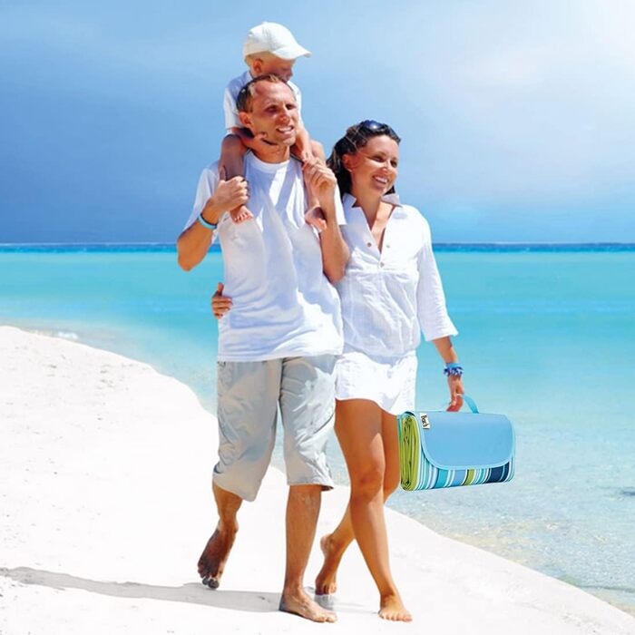 Великий пляжний килимок 203.2x203.2 см, водонепроникний, для пікніка на природі, кемпінгу, парку (блакитний)