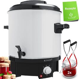 KESSER Canning Machine 27 Liter, Stainless Steel | 1800 Watt | Temperature range 30-100°C | Continuous operation | Automatic shut-off Canning machine, hot beverage machine, mulled wine pot with tongs & 2 glasses