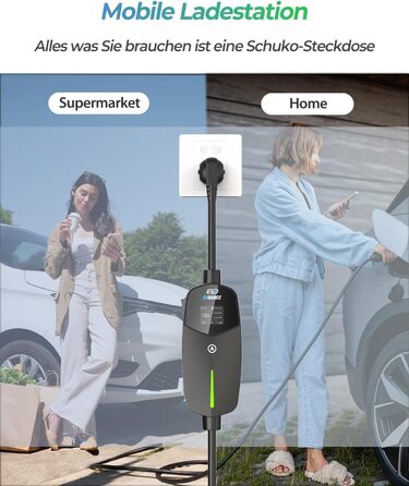 Кабель для зарядки електромобіля Type 2 Schuko, 3.68kW, 6.1м, 6-16A (чорний)