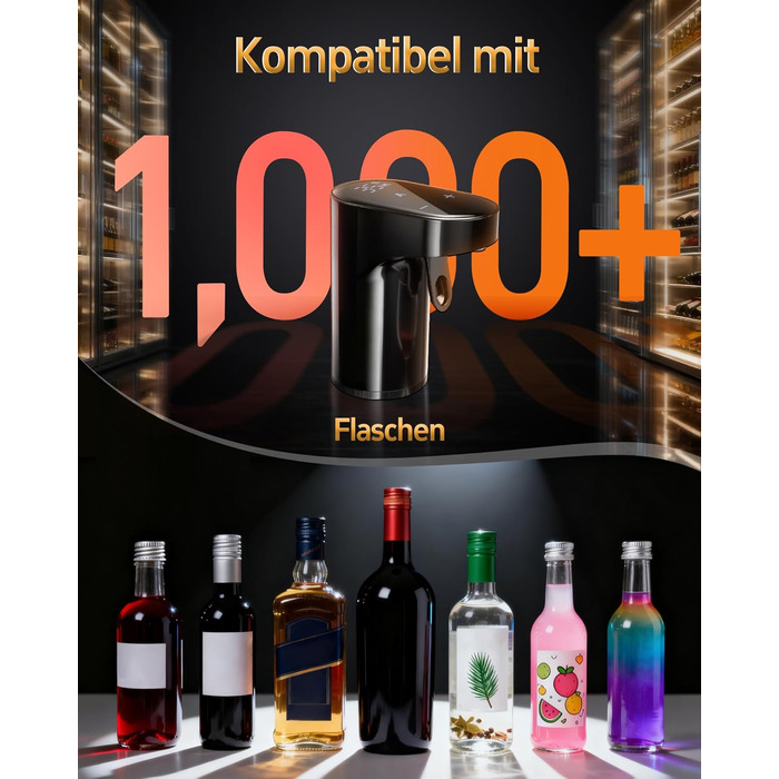 Електричний декантер для вина 5-в-1 з регулюванням дозування, цифровий виливач, автоматичний дозатор вина, чорний | Подарунок