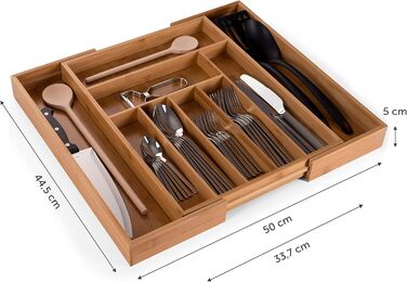 Органайзер для столових приборів Blumtal з бамбука, розсувний, 9 відділень, для кухонних шухляд