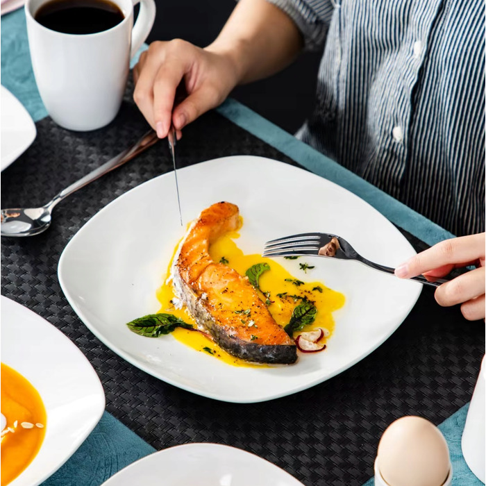 Елегантний білий порцеляновий обідній сервіз на 6 осіб, 50 предметів