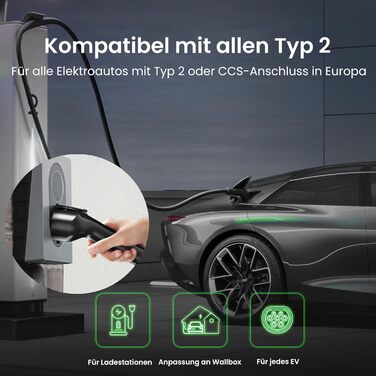 Кабель зарядки GONEO Typ 2 (11кВт, 16А) 8м для електромобілів (Tesla, BMW, VW, Audi), IP54, водонепроникний, з TPU, у комплекті сумка