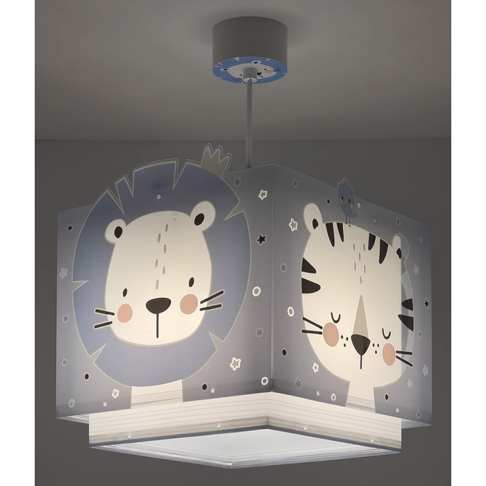 Dalber Kids Lamp Pendant Light Hanging Lamp Baby Jungle Animals Jungle Animals, Plastic, Blue