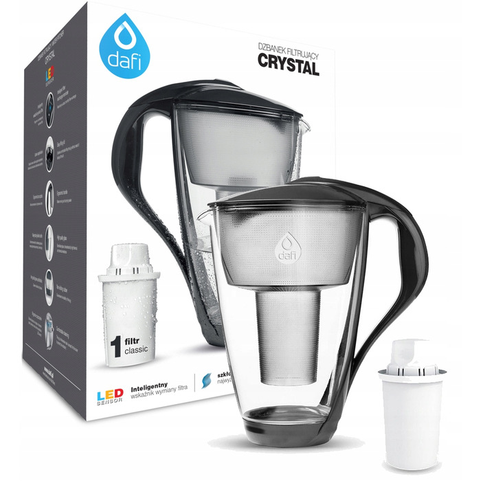 Скляний фільтр-кувшин Dafi Crystal LED 2л + 6 фільтрів Dafi Classic