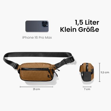 tomtoc Anti-Diebstahl Sling Bag 3,5L: Сумка на плече, Crossbody для чоловіків та жінок з RFID-захистом | для Switch, iPad mini | Водовідштовхувальна, EDC, Подорожі, щоденне використання | X-pac, Колір: Коричневий