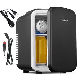 Портативний міні-холодильник 6л/9 банок, чорний: охолодження та підігрів для косметики, напоїв, їжі