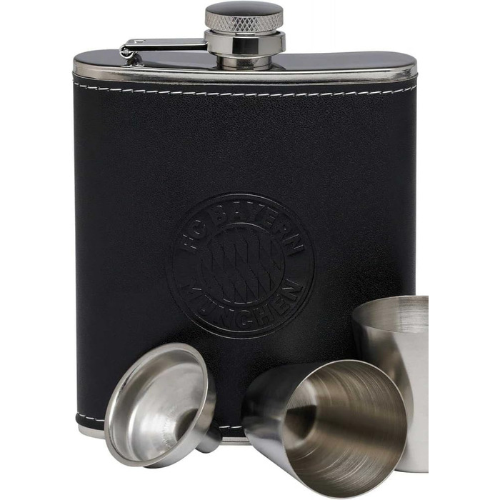 Набір фляга FC Bayern München з подарунковою коробкою, 2 чашки та воронка, 200 мл, нержавіюча сталь