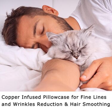 Pillowcase for Acne-Prone Skin – Anti-Acne Copper Bamboo Pillowcase, Hypoallergenic, Standard Size, 20 x 26 inches (50.8 x 66 cm), Cooling Silky Satin Pillowcase for Hair and Skin, 1 Piece