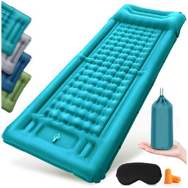 Надувний килимок Isomatte самонадувний з помпою, для кемпінгу, пікніків, пляжу, намету, блакитний, одинарний