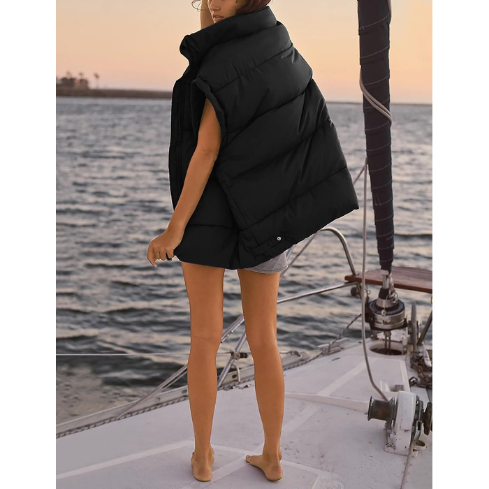 Легка степкова жилетка Fengbay з пухом та стоячим коміром для осені та зими (Чорний, M)