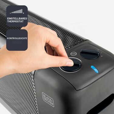 Масляний радіатор BLACK+DECKER BXRA2300E, 1500 Вт, 11 секцій, з регульованим термостатом та захистом від перегріву, чорний