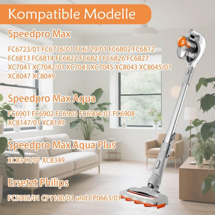Набір фільтрів для пилососа Philips SpeedPro Max (8 шт): 6 фільтрів, щітка SpeedPro Max та щітка для чищення, сумісні з FC6812, FC6814, FC6822, FC6823, FC6908, FC6827