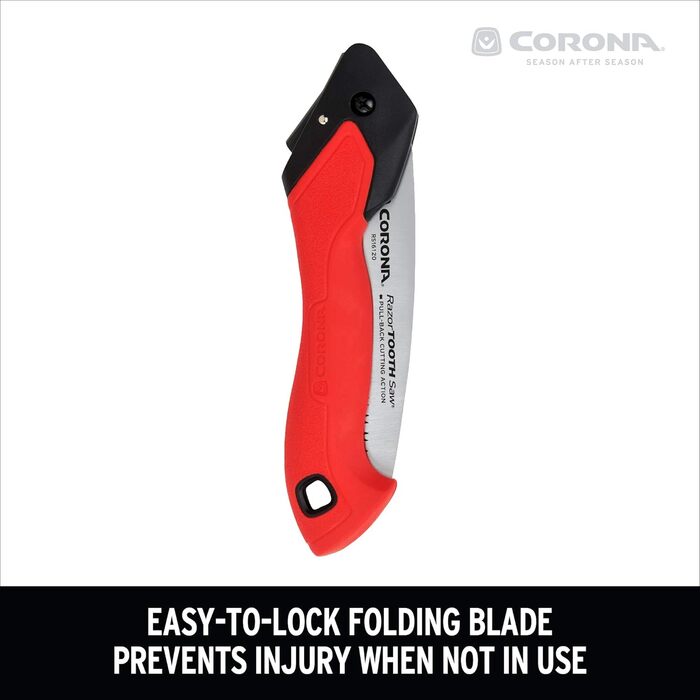 Складна пилка Corona Tools RS16120 17,8 см для обрізки гілок, одноручна вигнута ручна пила для деревини, ріже гілки до 7,6 см