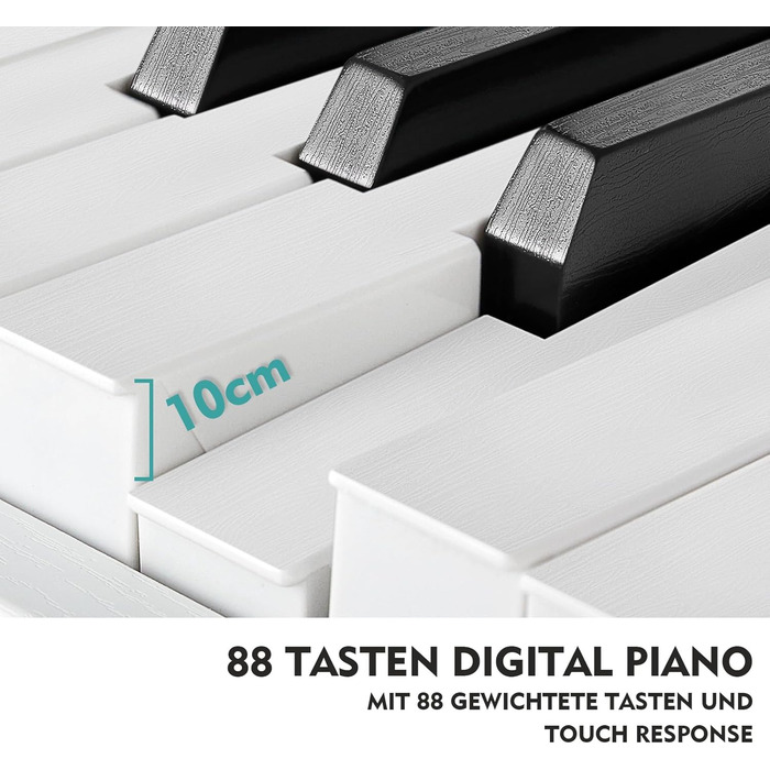 Електронне піаніно MUSTAR 88 клавіш з табуретом, цифрове піаніно, електричне піаніно з підставкою, 3 педалі, 2 роз'єми для навушників, LCD-дисплей, USB/MIDI, піаніно для початківців, чорний колір
