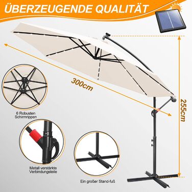 Daromigo Parasol 300/350 cm with Crank | Pergola Parasol with Stand | Garden Parasol Sun Protection UV Protection Aluminum | Crank Parasol Market Parasol Waterproof for Garden