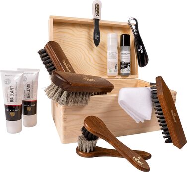 All-Purpose Shoe Shine Set, 13-Piece with Practical Wooden Box, 30 x 20 x 14 cm, z2408