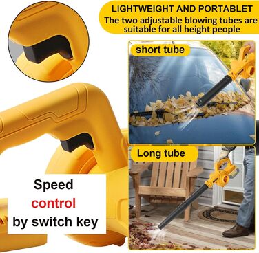 Powarobor Cordless Blower/Leaf Blower for Dewalt 18V Batteries, Compact Air Blower for Lawn Care, Leaf Blowing, Terrace and Garage Cleaning (device only, without battery and charger)