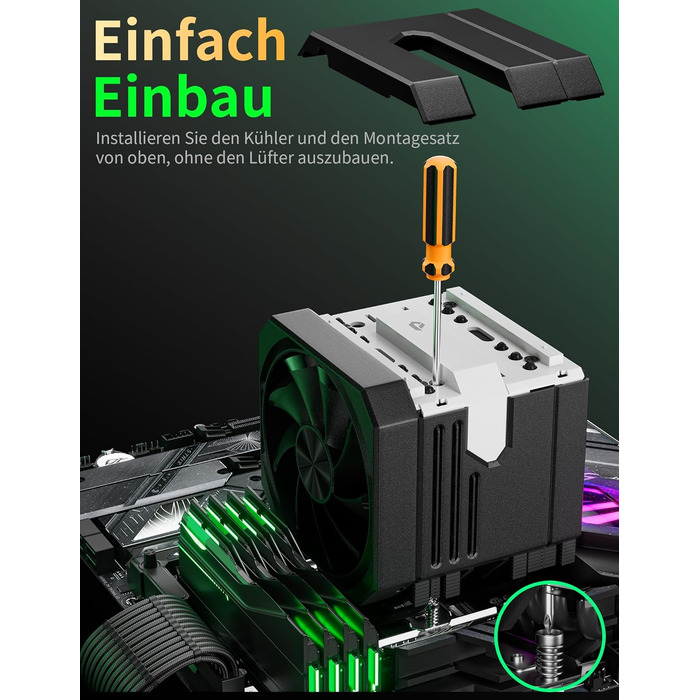 upHere Охолоджувач процесора up2KC8 з RGB підсвічуванням, подвійна вежа, 8 теплових трубок, 120мм вентилятор, сумісний з AMD AM4/AM5 та Intel 2011/2066