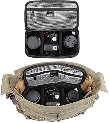 Сумка для фотоапарата S-Zone: протиударний м'який чохол для DSLR, SLR, TLR камер та об'єктивів, зелений