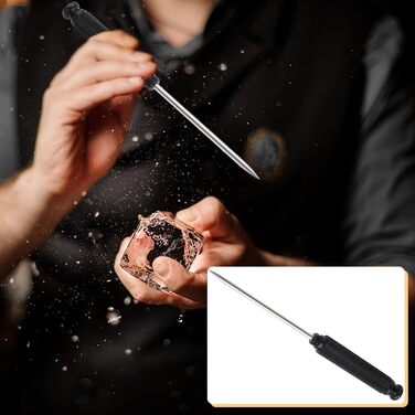 Aluminum Alloy Ice Pick Handle with Stainless Steel Blade and Safety Cover, Ice Tool, Kitchen Tool for Restaurant, Bar, Home (black)