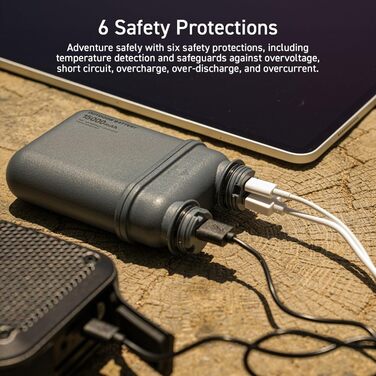 Портативний зарядний пристрій ELECOM NESTOUT 15000mAh, вологостійкий, ударостійкий, з USB-C PD 32W, для смартфонів та планшетів, для кемпінгу, подорожей, туризму - Бежевий