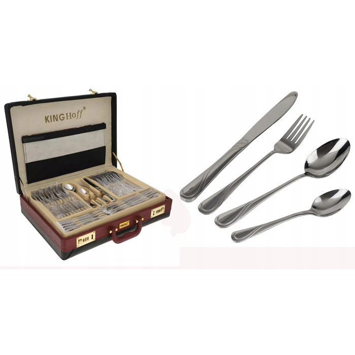 Набір столових приборів Kinghoff на 72 предмети для 12 осіб, метал, глянцевий