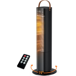 Електричний обігрівач PTC з керамічним нагрівачем, 2000W, 75° обертання, термостат, тихий, 3 режими, таймер 24 год, захист від перегріву та перекидання