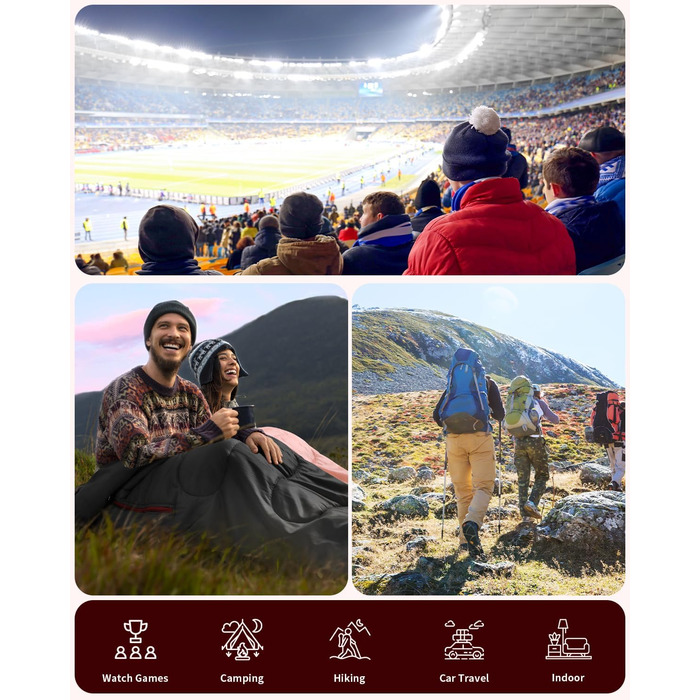 Сплячий мішок Sportneer Outdoor - ковдровий спальний мішок 3-4 сезони для дорослих, теплий, для кемпінгу, подорожей та активного відпочинку (200x85см, Рожевий)