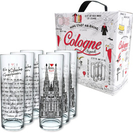 3forCologne Kölsch Glasses, 6-Pack, assorted colors, 0.2ml, Cologne Sticks with Basic Law, Beer Glasses, Drinking Glasses with Print. (MADE IN GERMANY), Size: 300 EU