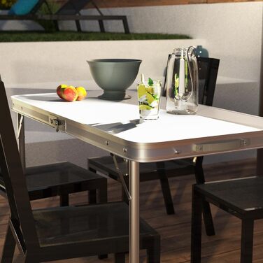 Складний алюмінієвий стіл для пікніка, кемпінгу, саду та вечірок 120x60x70 см, регульована висота