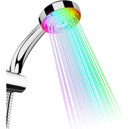 LED душова лійка з підсвіткою, хром, високий тиск, 7 кольорів, без батарейок, ручний душ для ванної кімнати