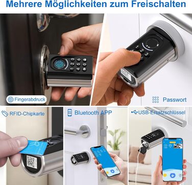 Електронний замок WELOCK ToucA51 з відбитком пальця, PIN-кодом, RFID, Wi-Fi, для дверей 30-70 мм