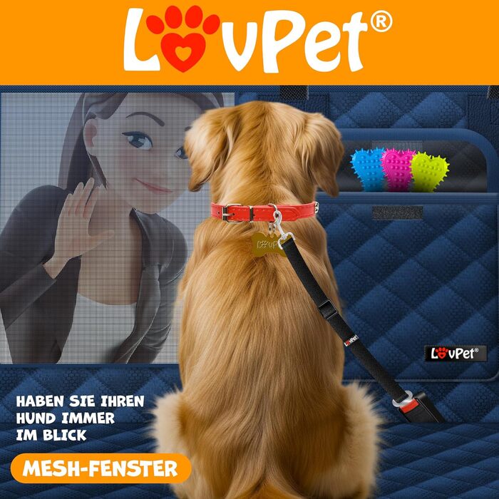 Захист для автосидіння та багажника Lovpet® для собак 2в1 з боковими захистами та оглядовим вікном. Водовідштовхувальний, універсальний, для собак, синій.